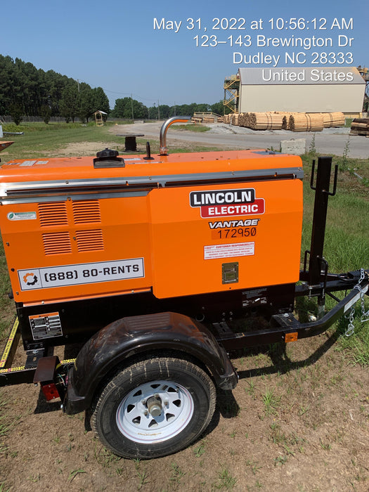 2021 Lincoln Electric Vantage 322 Vantage 322 Ready Pak 3 w/ Decals, ORANGE (includes trailer, cable rack, fender light kit) NO Telematics