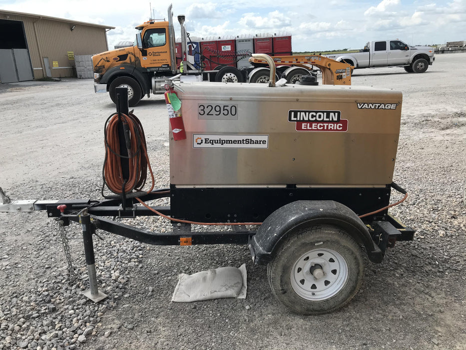 2019 Lincoln Electric Vantage 322 Welder Ready-Pak 3, Two wheel trailer, Fender and Light kit, Cable Rack