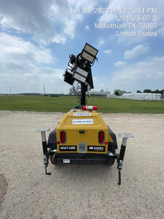 2022 Allmand NLV3GR (4) LED Light Fixture 350W, 23' Vertical Mast, 3kW Prime, Towable, Deep Sea L401, Leveling Jacks, Yanmar T4F 5.8hp