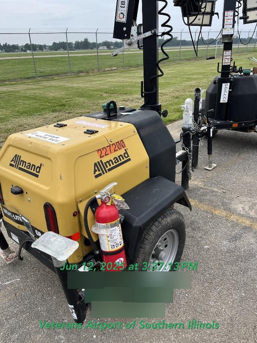 2022 Allmand NLV3GR (4) LED Light Fixture 350W, 23' Vertical Mast, 3kW Prime, Towable, Deep Sea L401, Leveling Jacks, Yanmar T4F 5.8hp