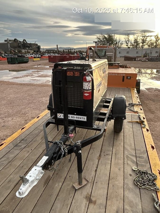 2019 Lincoln Electric Vantage 322 Welder Ready-Pak 3, Two wheel trailer, Fender and Light kit, Cable Rack