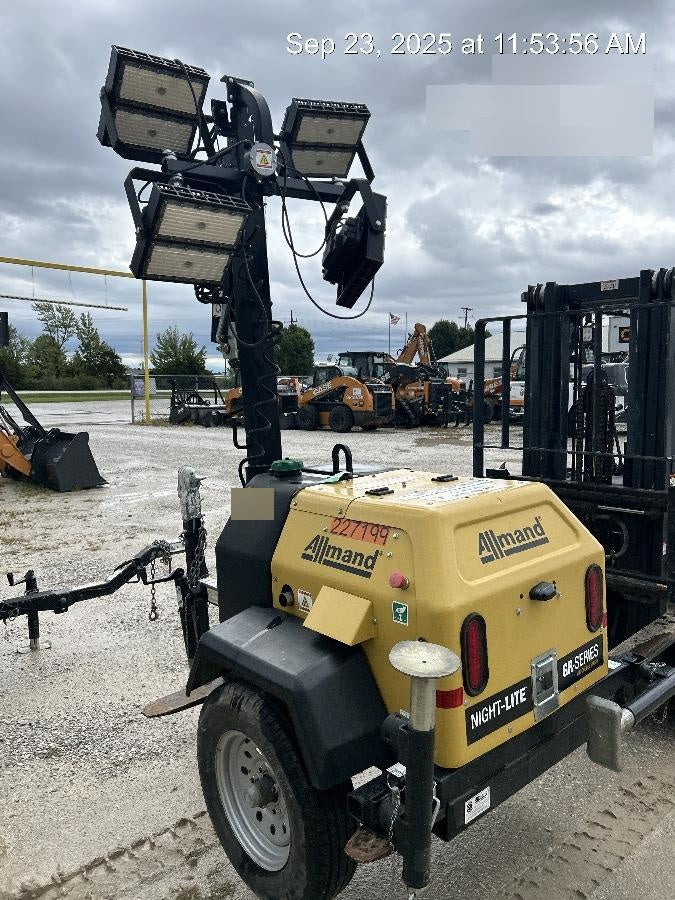 2022 Allmand NLV3GR (4) LED Light Fixture 350W, 23' Vertical Mast, 3kW Prime, Towable, Deep Sea L401, Leveling Jacks, Yanmar T4F 5.8hp