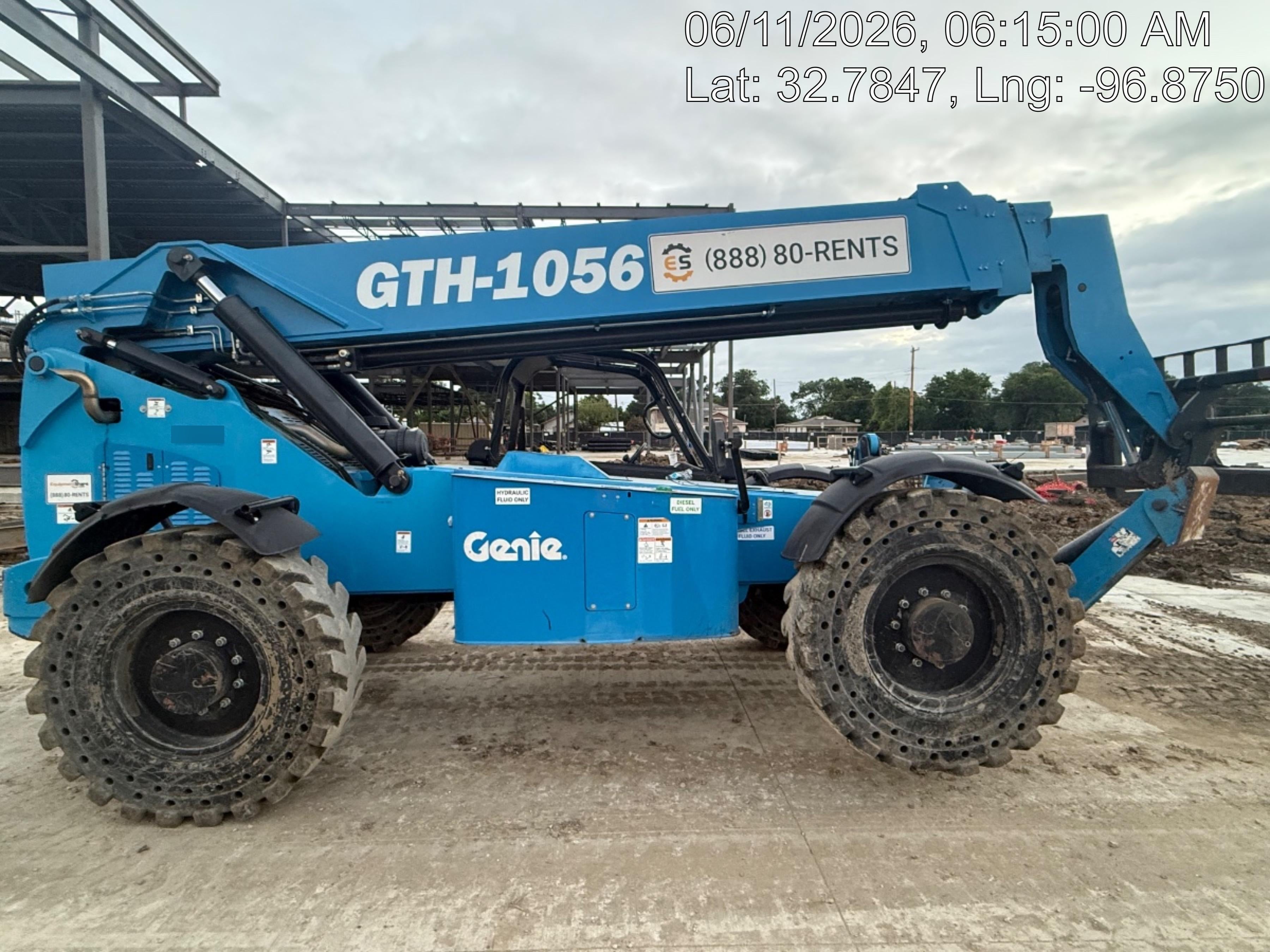 2019 Genie GTH-1056 Canopy, Solid RT Tires, LED Work Lights, Beacon 60" QA Carriage, 60" Forks