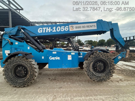 2019 Genie GTH-1056 Canopy, Solid RT Tires, LED Work Lights, Beacon 60" QA Carriage, 60" Forks