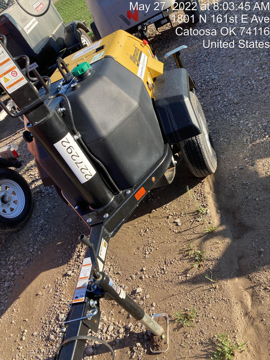 2022 Allmand NLV3GR (4) LED Light Fixture 350W, 23' Vertical Mast, 3kW Prime, Towable, Deep Sea L401, Leveling Jacks, Yanmar T4F 5.8hp