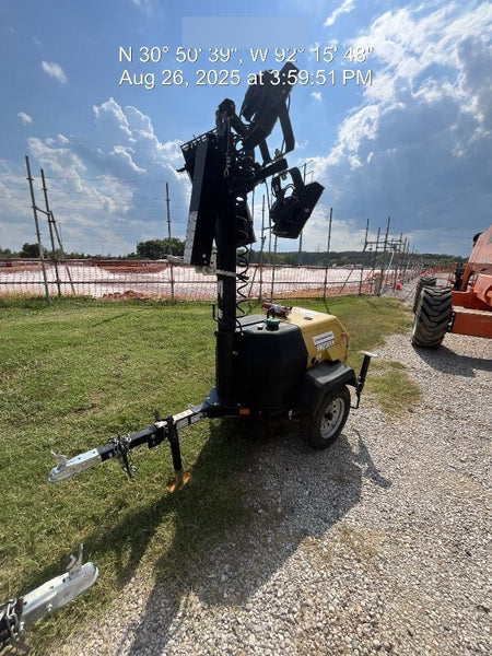 2022 Allmand NLV3GR (4) LED Light Fixture 350W, 23' Vertical Mast, 3kW Prime, Towable, Deep Sea L401, Leveling Jacks, Yanmar T4F 5.8hp