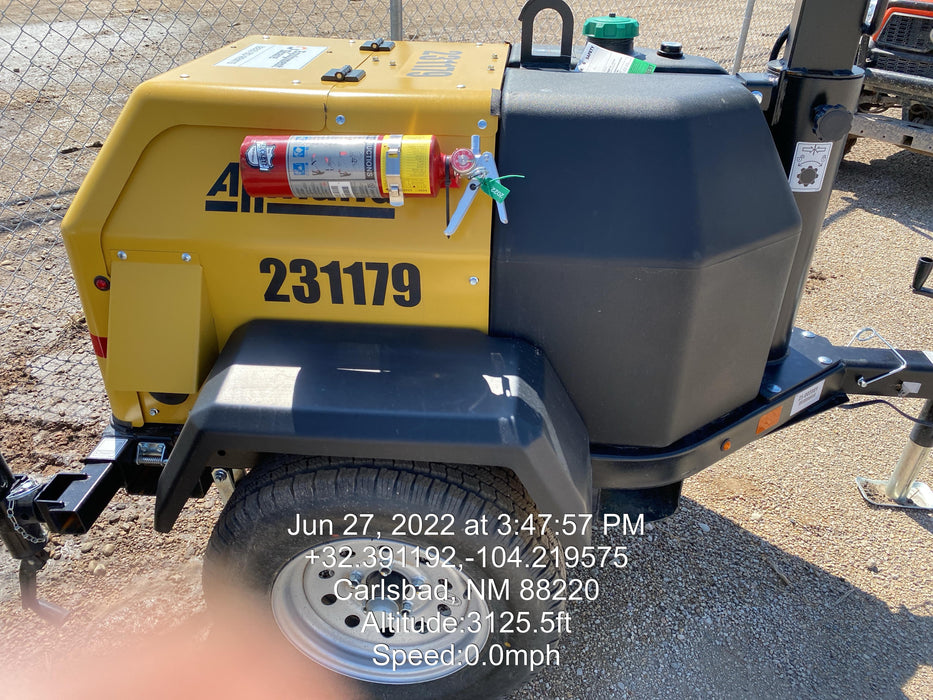 2022 Allmand NLV3GR (4) LED Light Fixture 350W, 23' Vertical Mast, 3kW Prime, Towable, Deep Sea L401, Leveling Jacks, Yanmar T4F 5.8hp