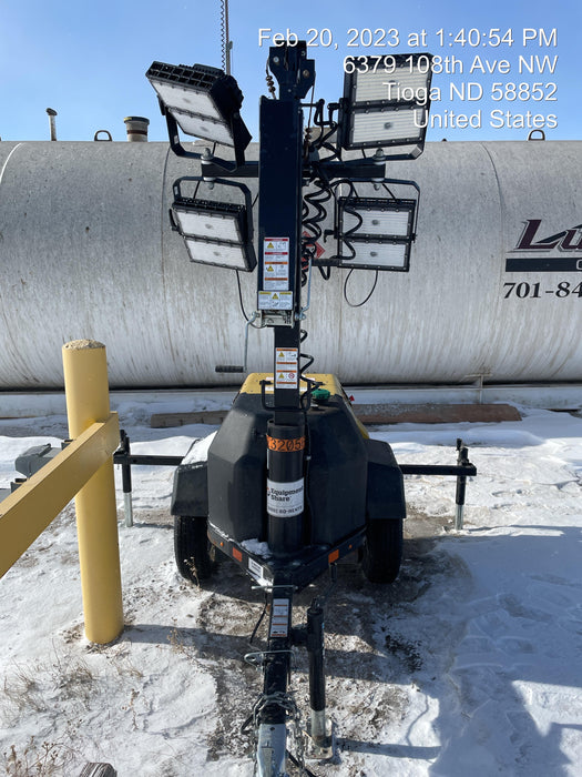 2022 Allmand NLV3GR (4) LED Light Fixture 350W, 23' Vertical Mast, 3kW Prime, Towable, Deep Sea L401, Leveling Jacks, Yanmar T4F 5.8hp