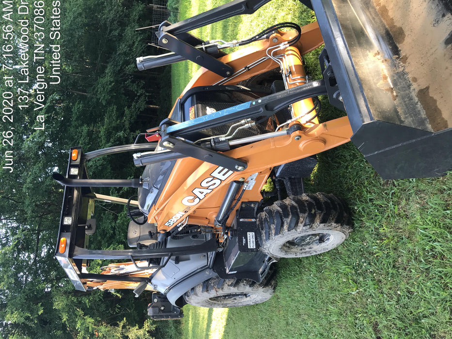 2019 Case 580N EP Canopy, 4WD, 1-Way Aux Hydraulics, Pilot Controls, Ride Control and Loader Aux Hydraulics, 900 LB. Front CWT, 82" HD LONG LIP (1 CU. YD.) W/BOCE AND LIFT EYES, FLIP OVER/STABILIZER PADS COMB