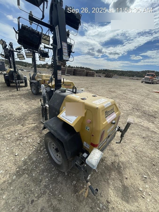 2022 Allmand NLV3GR (4) LED Light Fixture 350W, 23' Vertical Mast, 3kW Prime, Towable, Deep Sea L401, Leveling Jacks, Yanmar T4F 5.8hp