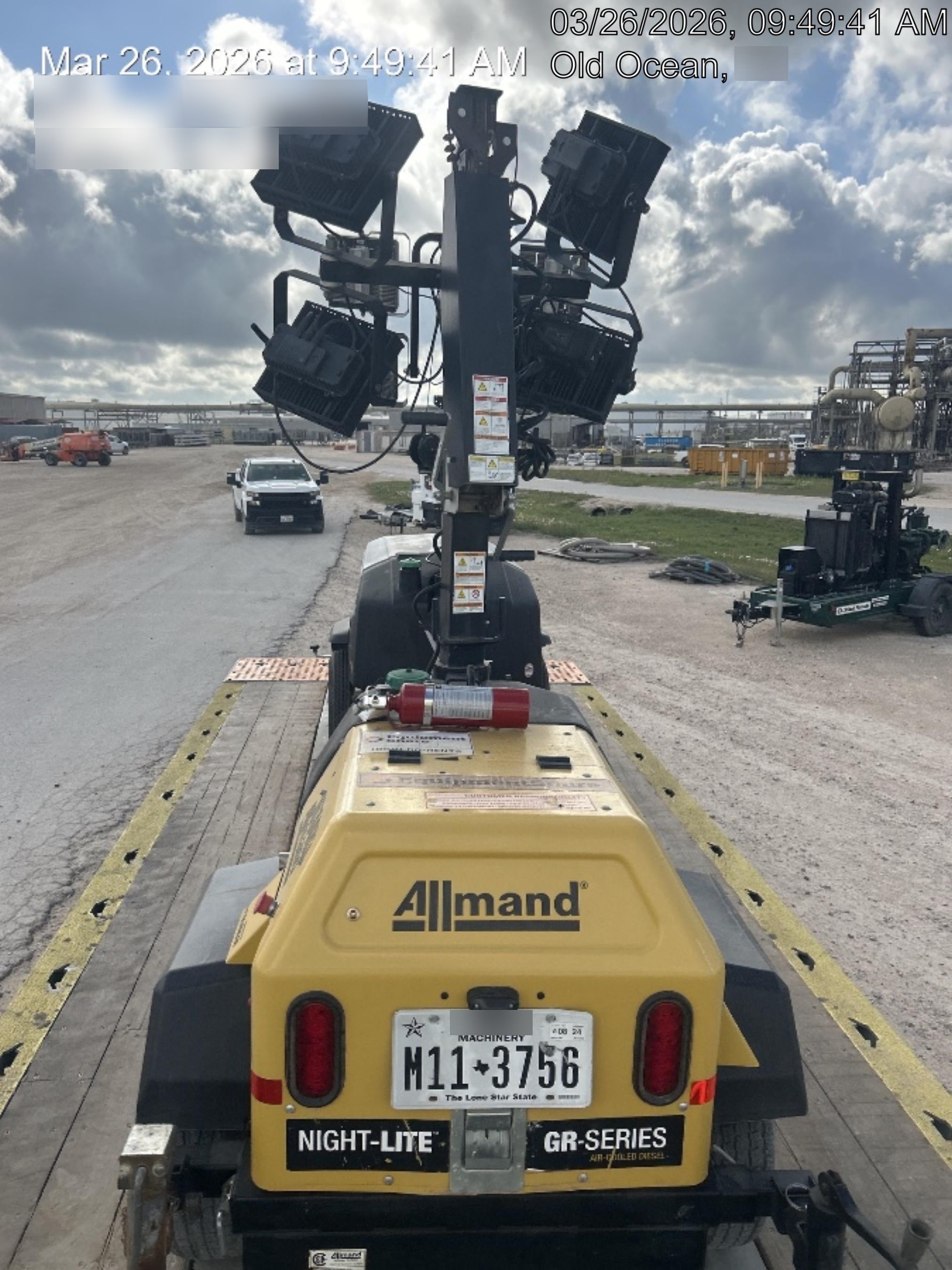 2021 Allmand NLV3GR (4) LED Light Fixture 350W, 23' Vertical Mast, 3kW Prime, Towable, Deep Sea L401, Leveling Jacks, Yanmar T4F 5.8hp