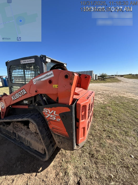 2019 Kubota SVL75-2 Cab/Heat/Air, Standard Tracks, Standard Flow, Hydraulic QC 68" HD Tooth Bucket