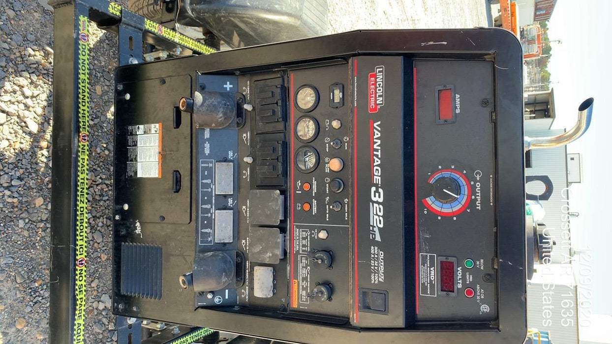 2019 Lincoln Electric Vantage 322 Ready-Pak 3, Two Wheel Trailer, Fender and Light Kit, Cable Rack