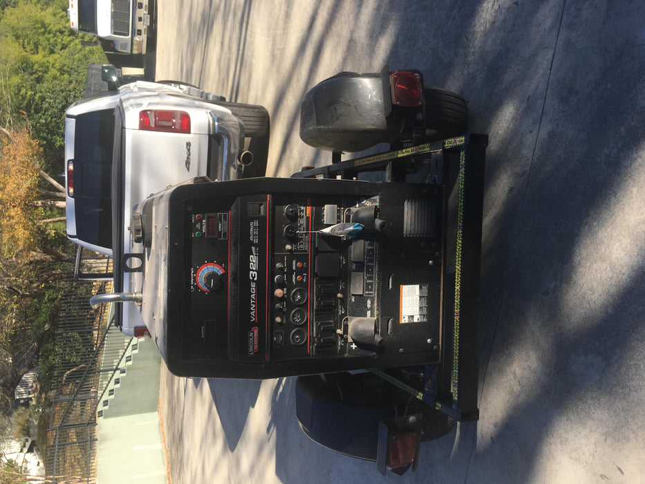 2016 Lincoln Electric Vantage 322 Ready-Pak 3, Two Wheel Trailer, Fender and Light Kit, Cable Rack