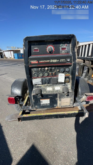2019 Lincoln Electric Vantage 322 Welder Ready-Pak 3, Two wheel trailer, Fender and Light kit, Cable Rack