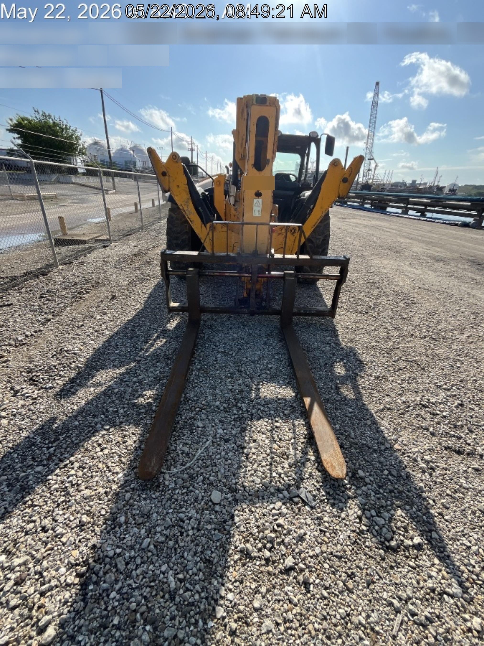 2019 JCB 510-56 Open ROPS, 74 HP, Solid Tires, Worklights, Beacon, Aux Hydraulics, Lifting Eye 72" Carriage/60" Forks