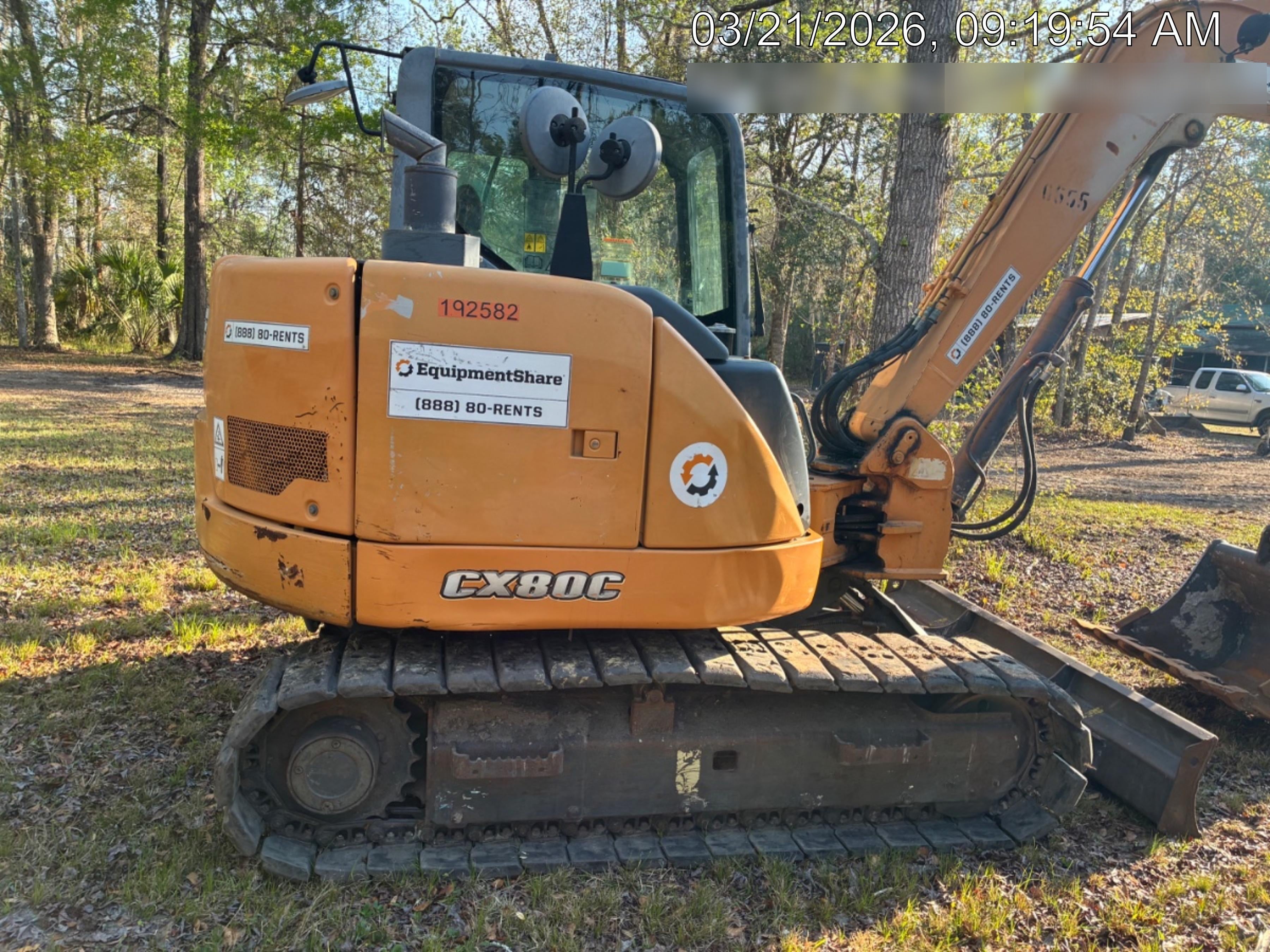 2015 Case CX80C CLOSED CAB, A/C, RUBBER TRACKS PADS, 7'-2" ARM