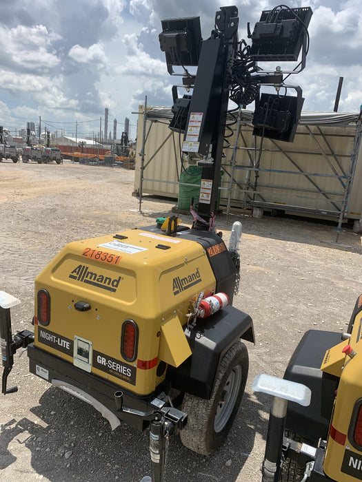 2022 Allmand NLV3GR (4) LED Light Fixture 350W, 23' Vertical Mast, 3kW Prime, Towable, Deep Sea L401, Leveling Jacks, Yanmar T4F 5.8hp