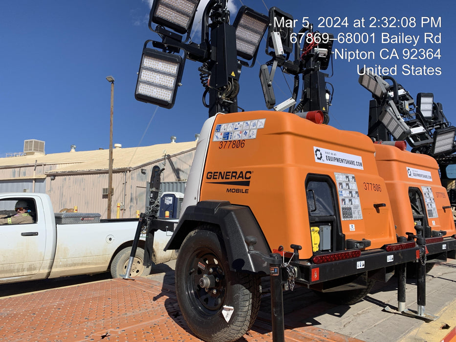 2023 Generac MLT2 Diesel, Flex Switch 120V Input, Powerzone Controller, 
(4) 320W LED Lights, 4kW Generator, 39.9 Gal Fuel Tank, 2" Ball, T3