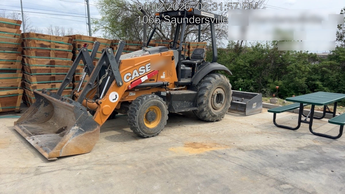 2019 Case 570N EP Canopy, 4WD, GP Front Bucket, Dual Tilt Cylinder, 84" Box Blade w/ Scarifier, Wheel Weights, Beacon