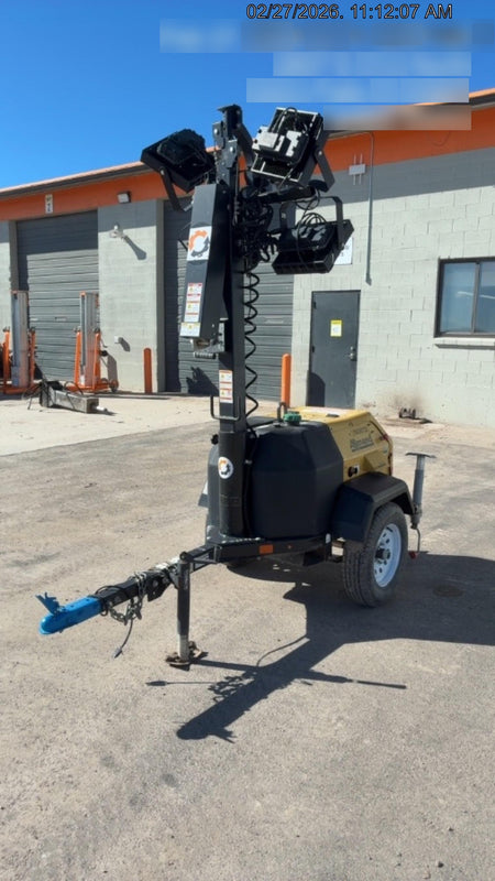 2021 Allmand NLV3GR (4) LED Light Fixture 350W, 23' Vertical Mast, 3kW Prime, Towable, Deep Sea L401, Leveling Jacks, Yanmar T4F 5.8hp
