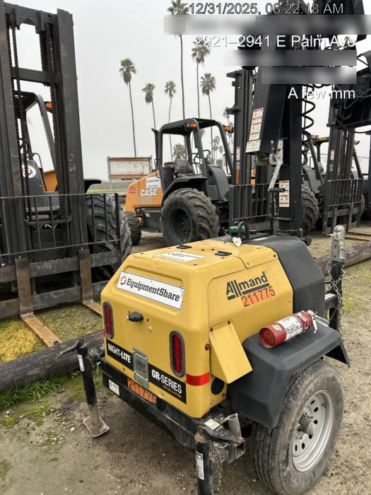 2022 Allmand NLV3GR (4) LED Light Fixture 350W, 23' Vertical Mast, 3kW Prime, Towable, Deep Sea L401, Leveling Jacks, Yanmar T4F 5.8hp