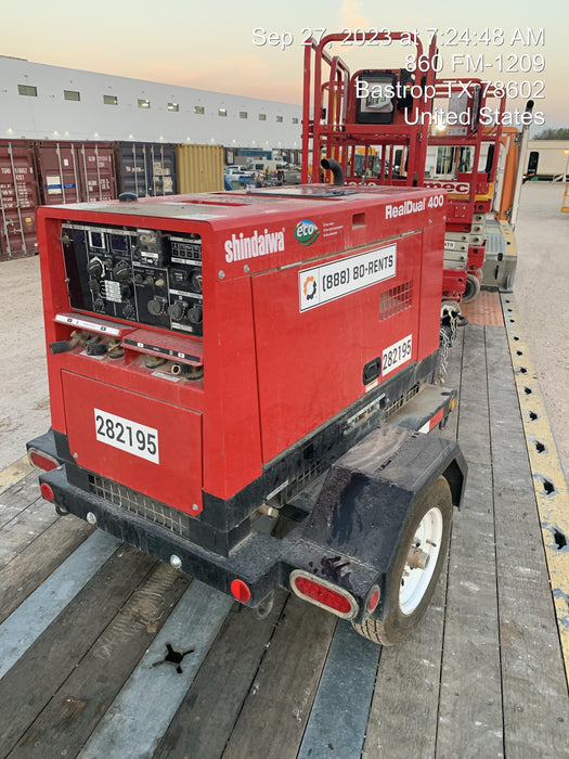 2022 Shindaiwa DGW400MDL Kubota D902 Engine, 23 HP, Dual Op Welder, Wire, Arc, Droop Stick, Tig, and CC Stick Functionality, Simulphase, 3 Phase and 1 Phase Gen Output, Single Axle NB Trlr, Slr Trckl Chrg 12V 12W, Fire Ext
