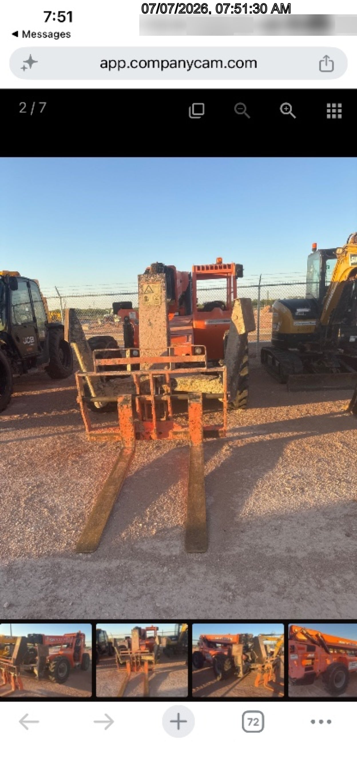 2018 Skytrak 10054 Skytrak 10054 10K Telehandler w/Open ROPS Solid Tires, LED Work Lights, Rotating Beacon, 60" Carriage/60" Forks