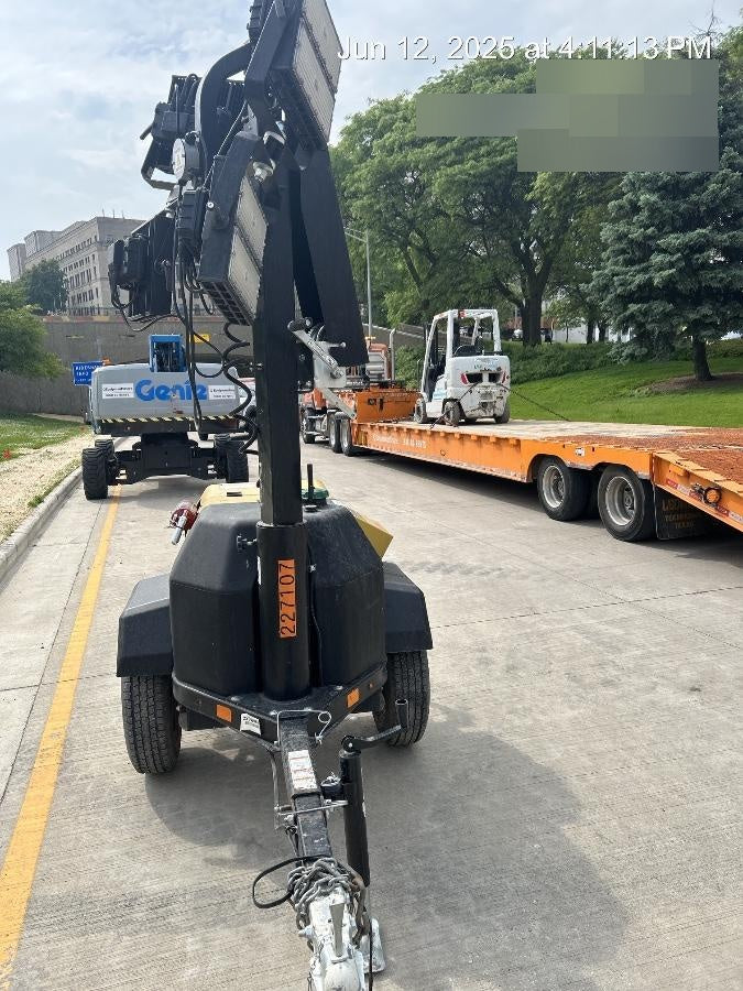 2022 Allmand NLV3GR (4) LED Light Fixture 350W, 23' Vertical Mast, 3kW Prime, Towable, Deep Sea L401, Leveling Jacks, Yanmar T4F 5.8hp