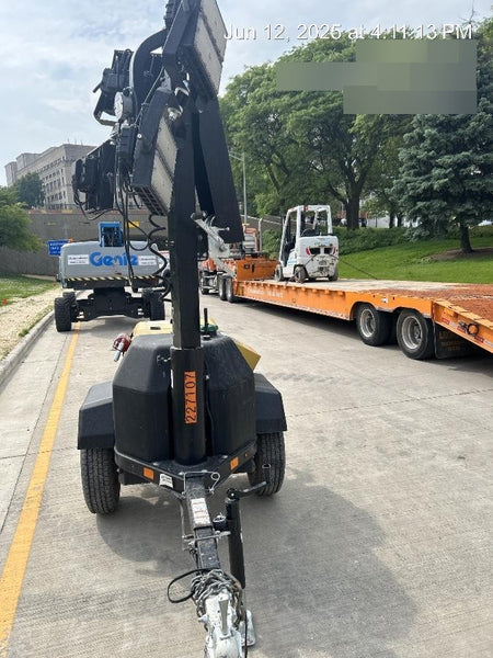 2022 Allmand NLV3GR (4) LED Light Fixture 350W, 23' Vertical Mast, 3kW Prime, Towable, Deep Sea L401, Leveling Jacks, Yanmar T4F 5.8hp
