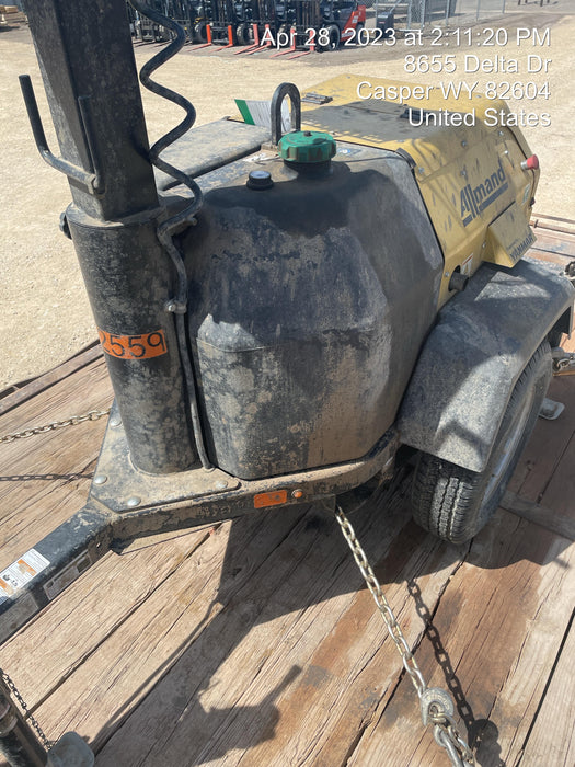 2022 Allmand NLV3GR (4) LED Light Fixture 350W, 23' Vertical Mast, 3kW Prime, Towable, ES Decals, T3