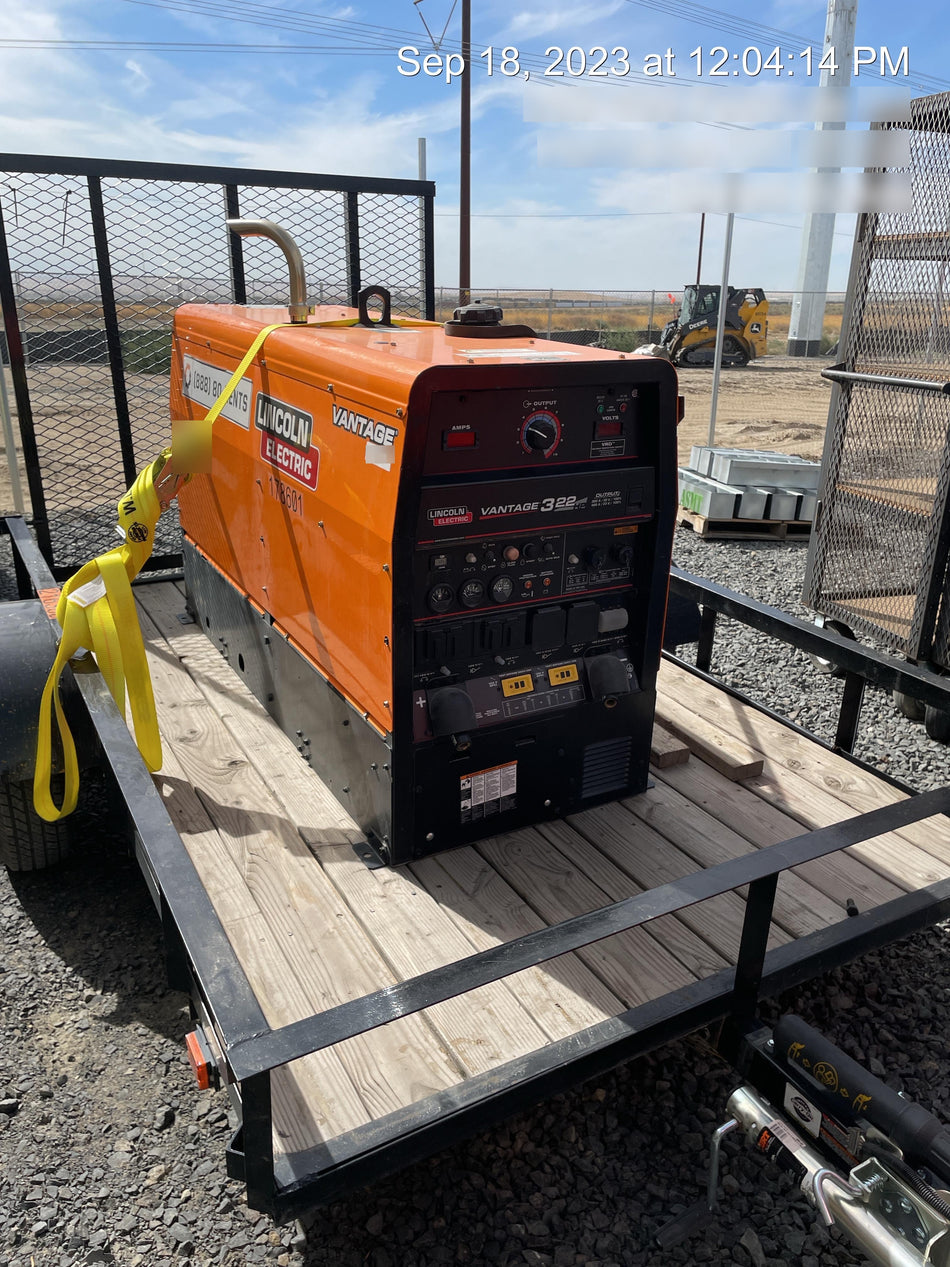 2021 Lincoln Electric Vantage 322 Vantage 322 Ready Pak 3 w/ Decals, ORANGE (includes trailer, cable rack, fender light kit) NO Telematics