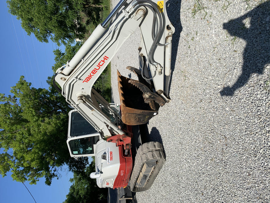 2019 Takeuchi TB290 Cab/Heat/AC Rubber tracks, Dozer blade, Travel alarm, Auxiliary hydraulics w/Manual QC, Hydraulic thumb, 18", 24", and 36" Buckets