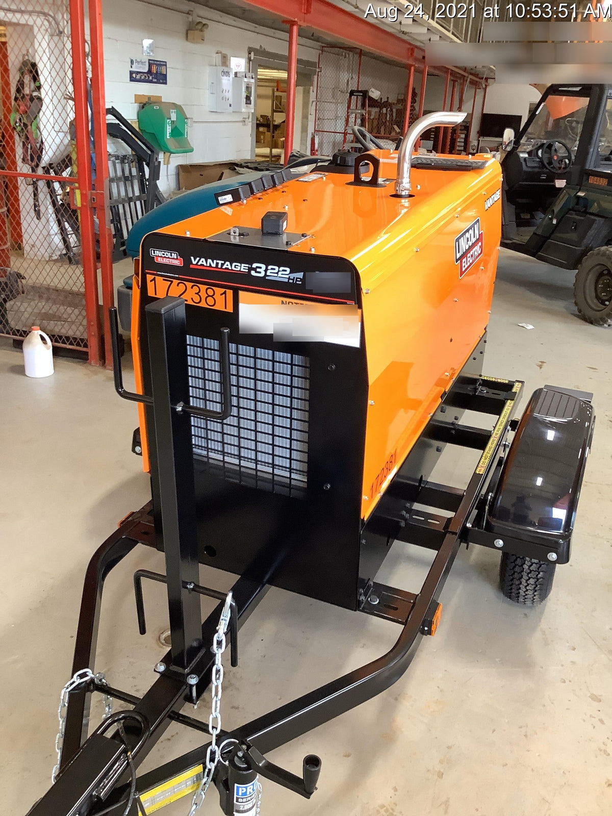 2021 Lincoln Electric Vantage 322 Vantage 322 Ready Pak 3 w/ Decals, ORANGE (includes trailer, cable rack, fender light kit) NO Telematics