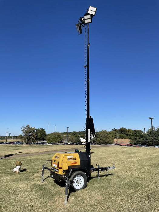 2021 Allmand NLV3GR (4) LED Light Fixture 350W, 23' Vertical Mast, 3kW Prime, Towable, Deep Sea L401, Leveling Jacks, Yanmar T4F 5.8hp