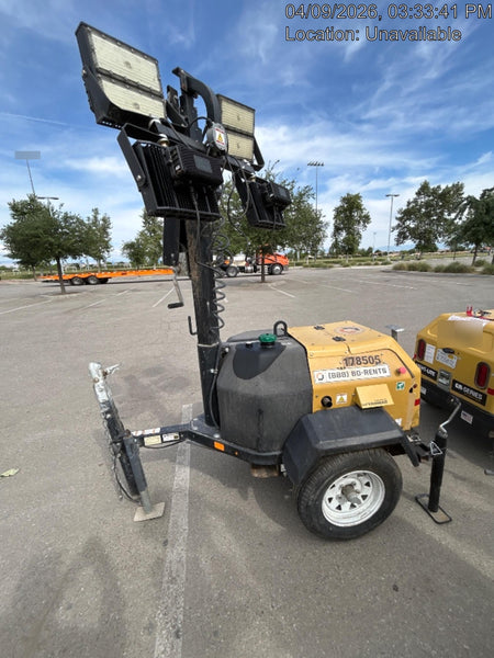 Allmand NLV3GR (4) LED Light Fixture 350W, 23' Vertical Mast, 3kW Prime, Towable, Deep Sea L401, Leveling Jacks, Yanmar T4F 5.8hp