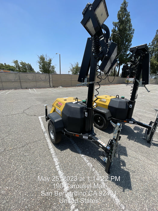 2022 Allmand NLV3GR (4) LED Light Fixture 350W, 23' Vertical Mast, 3kW Prime, Towable, ES Decals, T3