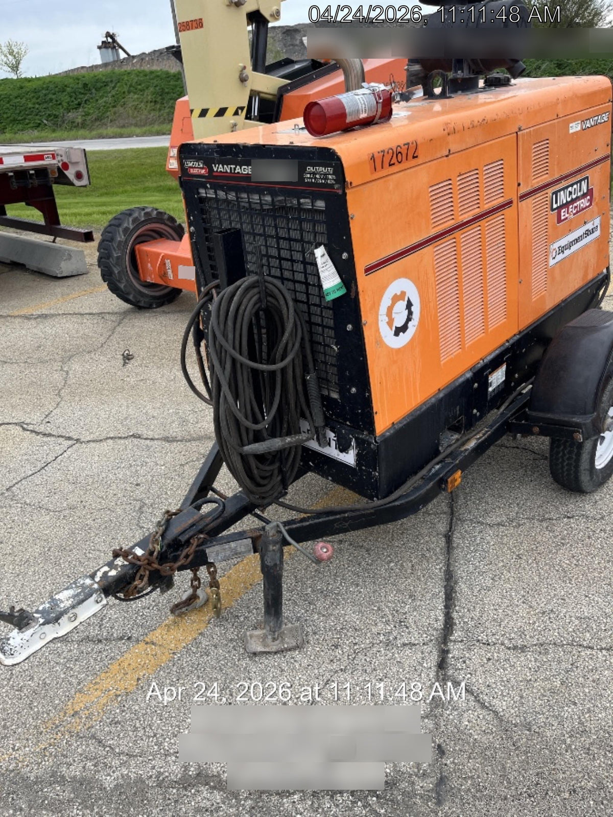 2021 Lincoln Electric Vantage 549X Ready Pak 3, ORANGE (includes trailer, cable rack, fender light kit)