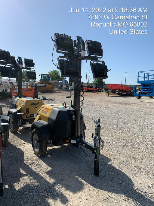 2022 Allmand NLV3GR (4) LED Light Fixture 350W, 23' Vertical Mast, 3kW Prime, Towable, Deep Sea L401, Leveling Jacks, Yanmar T4F 5.8hp