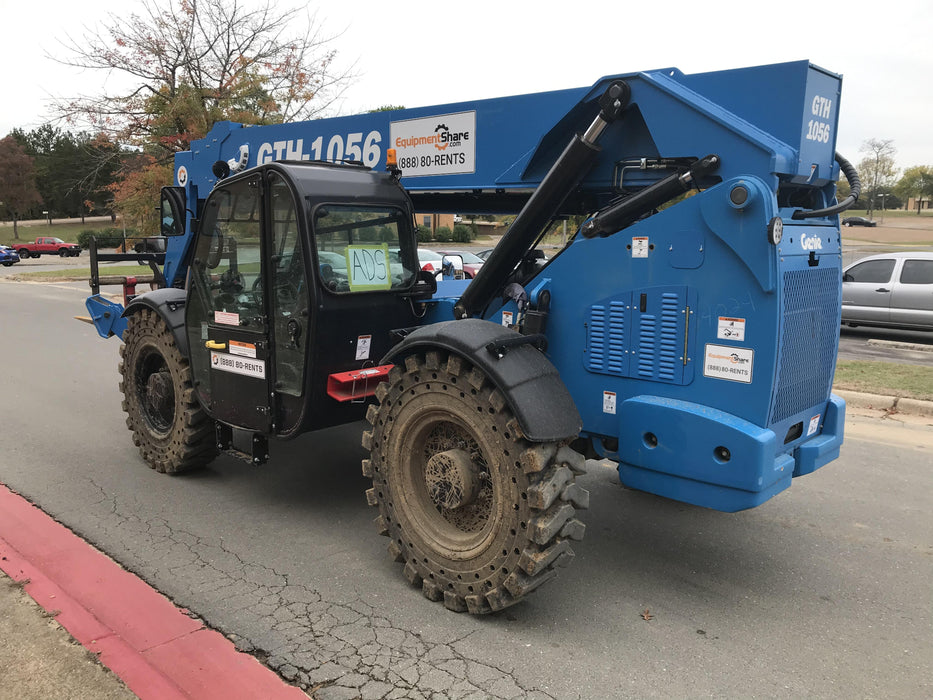 2019 Genie GTH-1056 Cab/Heat/AC, Solid RT Tires, LED Work Lights, Beacon 60" QA Carriage, 60" Forks