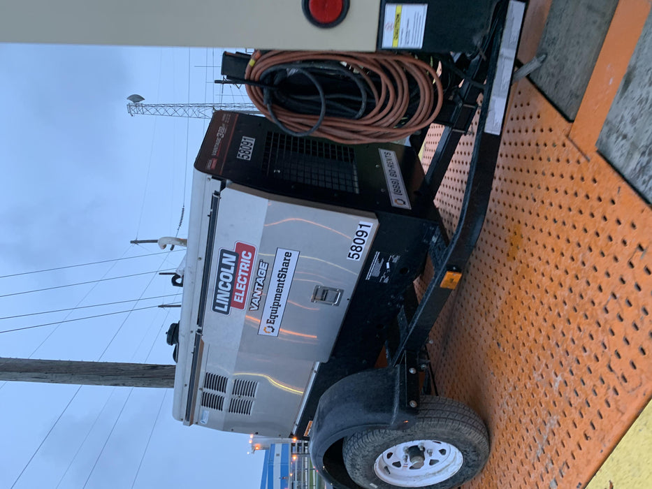 2019 Lincoln Electric Vantage 322 Welder Ready-Pak 3, Two wheel trailer, Fender and Light kit, Cable Rack