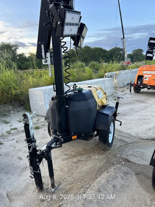 2021 Allmand NLV3GR (4) LED Light Fixture 350W, 23' Vertical Mast, 3kW Prime, Towable, Deep Sea L401, Leveling Jacks, Yanmar T4F 5.8hp