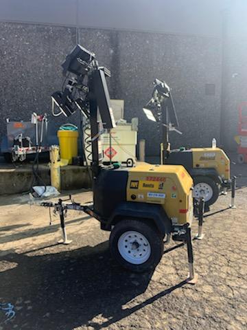 2021 Allmand NLV3GR (4) LED Light Fixture 350W, 23' Vertical Mast, 3kW Prime, Towable, Deep Sea L401, Leveling Jacks, Yanmar T4F 5.8hp