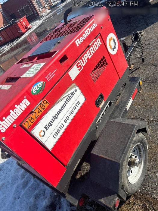 2022 Shindaiwa DGW400MDL Kubota D902 Engine, 23 HP, Dual Op Welder, Wire, Arc, Droop Stick, Tig, and CC Stick Functionality, Simulphase, 3 Phase and 1 Phase Gen Output, Single Axle NB Trlr, Slr Trckl Chrg 12V 12W, Fire Ext