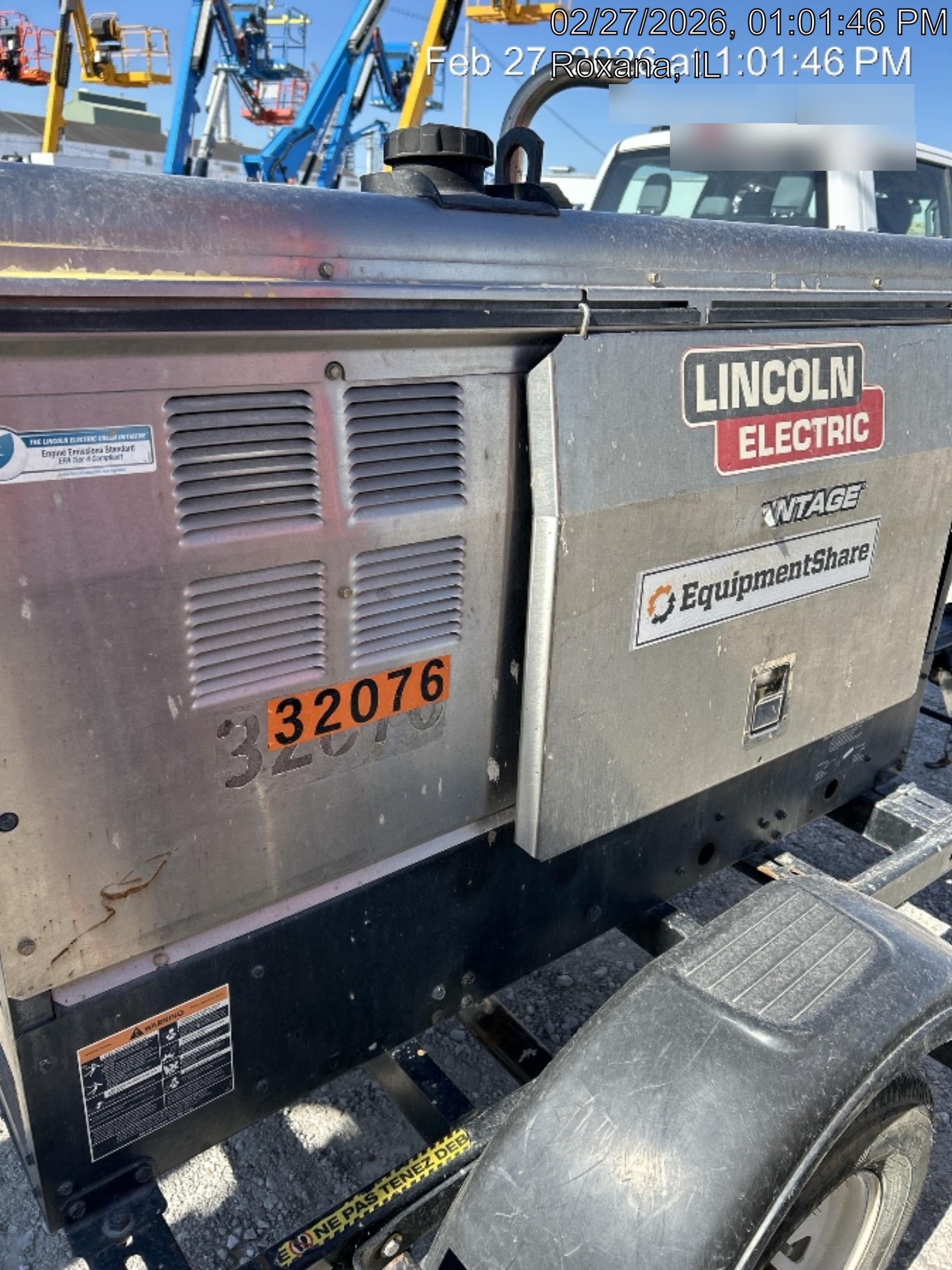 2019 Lincoln Electric Vantage 322 Welder Ready-Pak 3, Two wheel trailer, Fender and Light kit, Cable Rack
