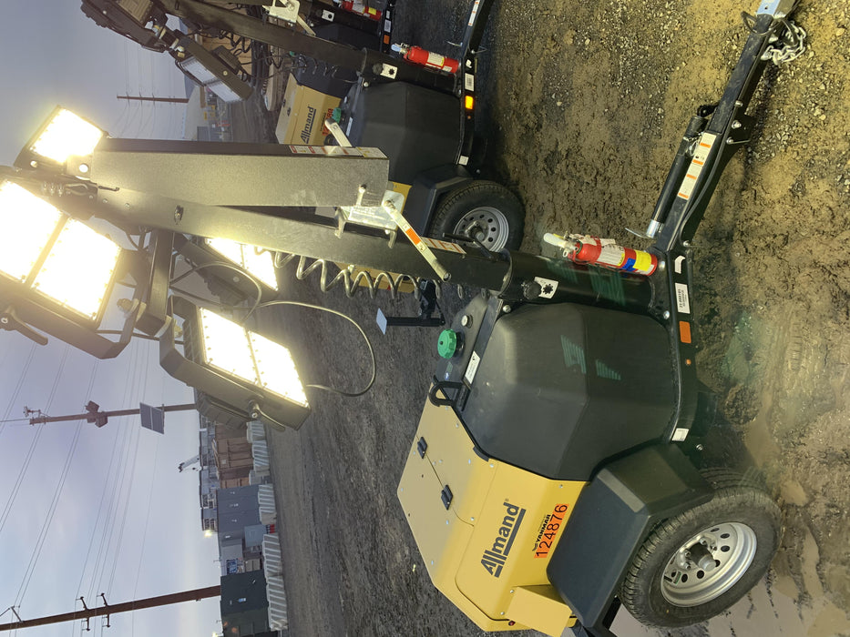 2020 Allmand NLV3GR (4) LED Light Fixture 350W, 23' Vertical Mast, 3kW Prime, Towable, Deep Sea L401, Leveling Jacks, Yanmar T4F 5.8hp