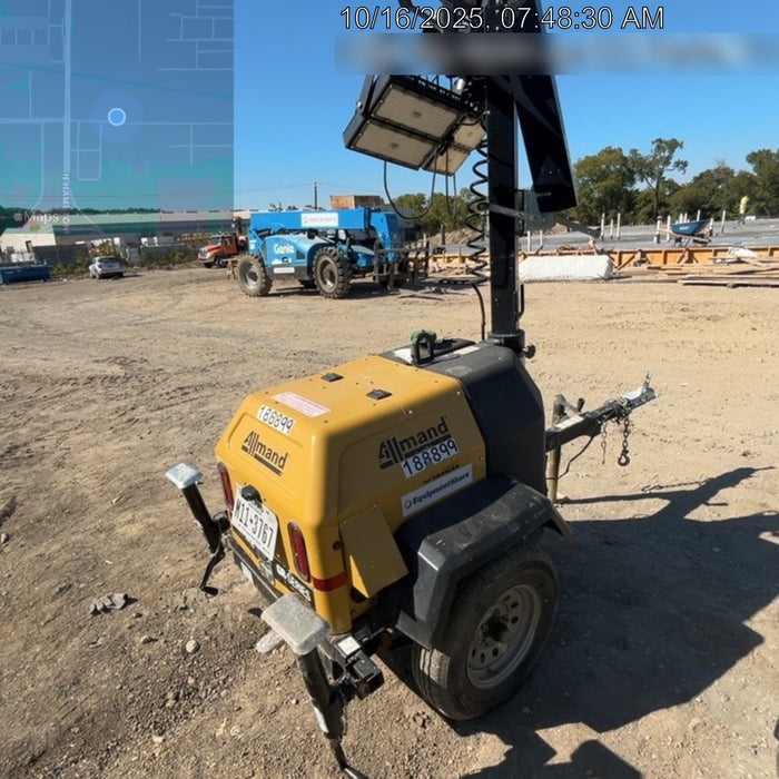 Allmand NLV3GR (4) LED Light Fixture 350W, 23' Vertical Mast, 3kW Prime, Towable, Deep Sea L401, Leveling Jacks, Yanmar T4F 5.8hp