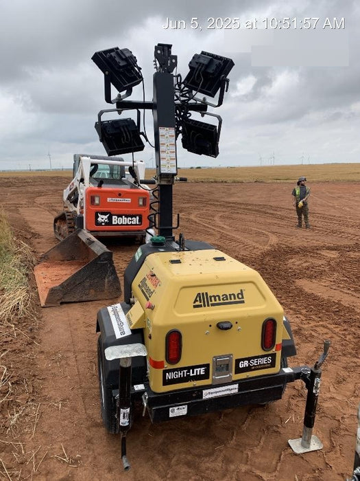 2022 Allmand NLV3GR (4) LED Light Fixture 350W, 23' Vertical Mast, 3kW Prime, Towable, ES Decals, T3