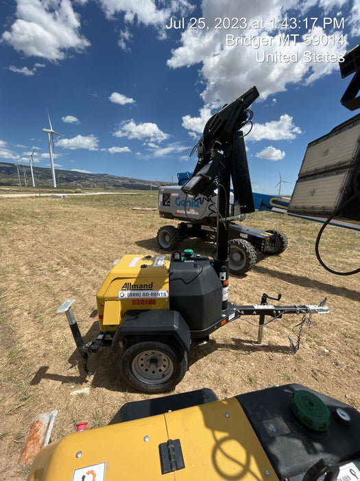 2022 Allmand NLV3GR (4) LED Light Fixture 350W, 23' Vertical Mast, 3kW Prime, Towable, Deep Sea L401, Leveling Jacks, Yanmar T4F 5.8hp