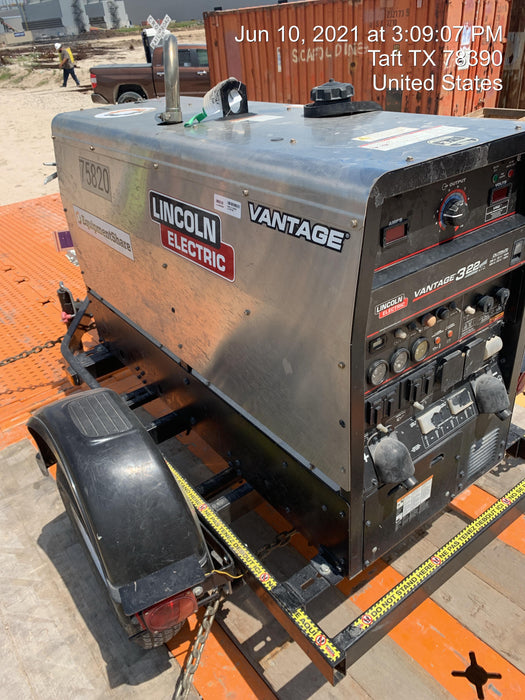 2020 Lincoln Electric Vantage 322 Welder Ready-Pak 3, w/ GPS & Decals (includes trailer, cable rack, fender light kit)